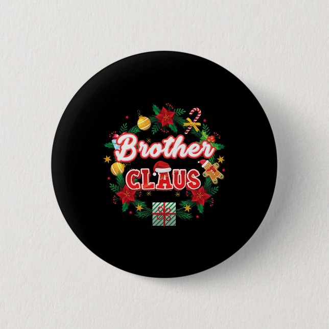 Badge Rond 5 Cm Brother Claus Christmas Père Noël Laurel Wreath Mi (Devant)