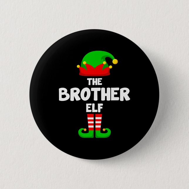 Badge Rond 5 Cm Brother Elf drôle Noël Correspondant famille Pa (Devant)