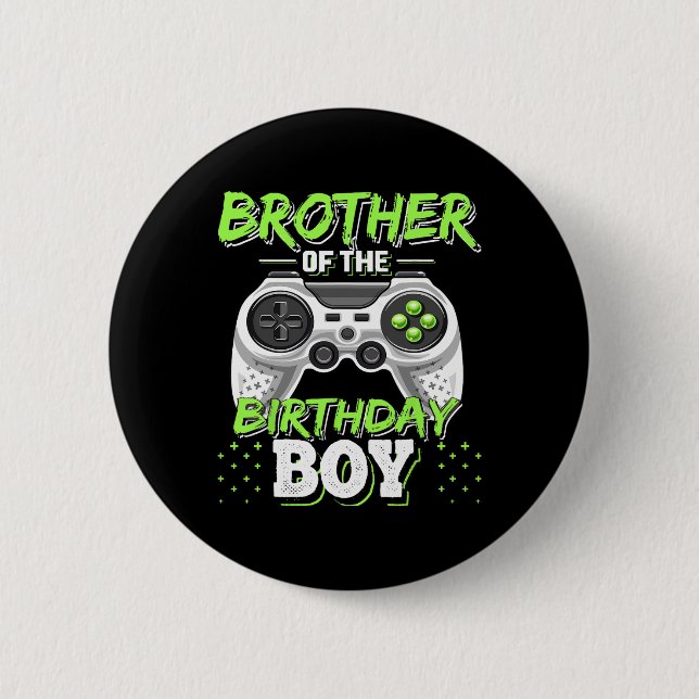 Badge Rond 5 Cm Brother Of The Birthday Boy Matching Video Game Bi (Devant)