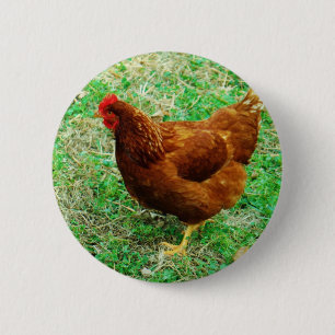 Badge Rond 5 Cm Brown Hen