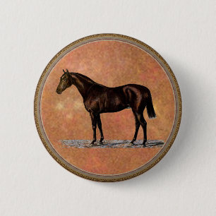 Badge Rond 5 Cm Brown Horse