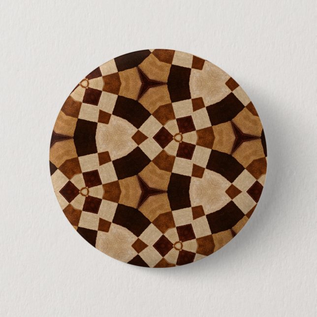 Badge Rond 5 Cm Brown Kaleidoscope formes géométriques Motifs (Devant)
