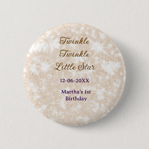 Badge Rond 5 Cm Brown pailleté scintille scintille petite étoile a
