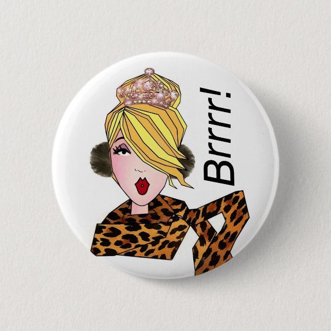 Badge Rond 5 Cm "Brrr ! Il fait froid !" Boutons Diva (Devant)