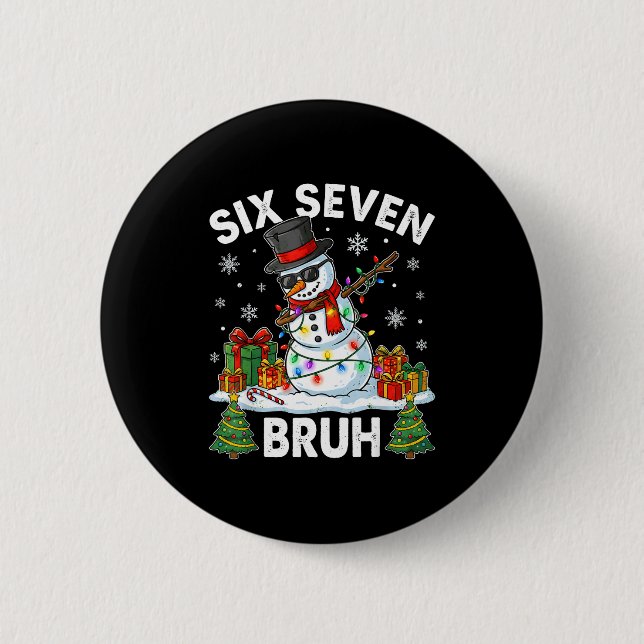 Badge Rond 5 Cm Bruh 67 Six Seven Snowman Dabbing Christmas 6 7 Bo (Devant)
