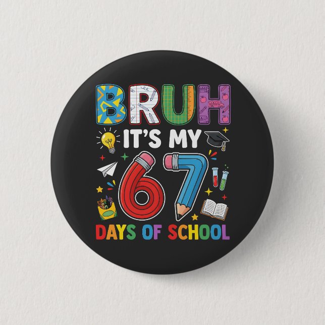 Badge Rond 5 Cm Bruh 6 7 Jours Rétro Drôle (Devant)
