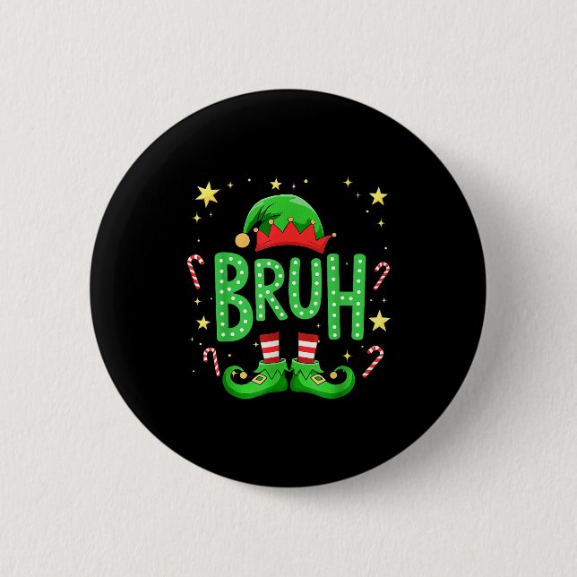 Badge Rond 5 Cm Bruh Christmas Elf Funny Xmas Kids Boys Christmas  (Devant)