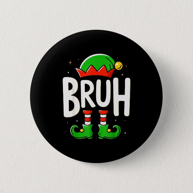 Badge Rond 5 Cm Bruh Christmas Elf Pajamas For Mens Kids Teen Boys (Devant)