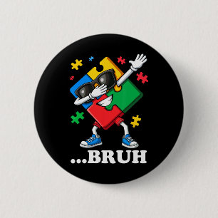 Badge Rond 5 Cm Bruh Dabbing Puzzle Funny Kids Boys Mens Autisme
