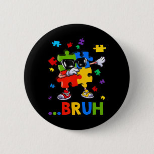 Badge Rond 5 Cm Bruh Dabbing Puzzle Sensibilisations sur l'autisme