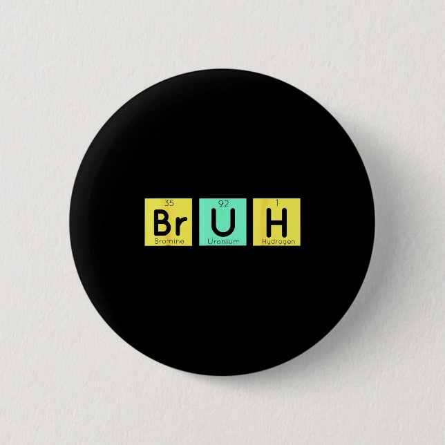 Badge Rond 5 Cm Bruh Funny Chemistry Gift Meme Periodic Table Meme (Devant)