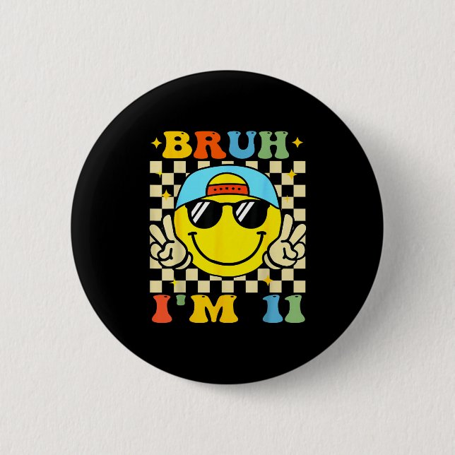 Badge Rond 5 Cm Bruh I'm 11 Years Old Blue Birthday Boys 11th Birt (Devant)