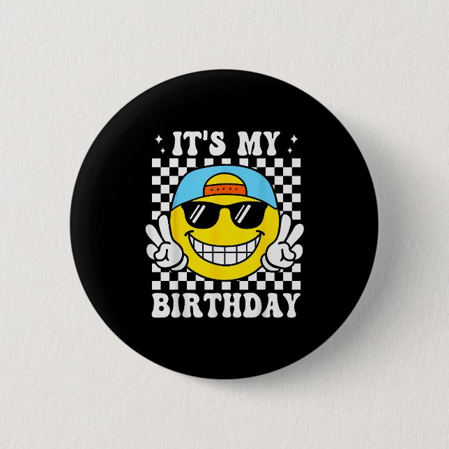 Badge Rond 5 Cm Bruh It's My Birthday Peace Sign Smile Birthday Fo (Devant)