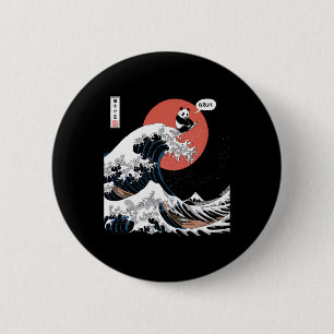Badge Rond 5 Cm Bruh La Grande Vague Kanagawa Funny Japonais Surfi