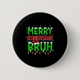 Badge Rond 5 Cm Bruh Noël Rouge Carreaux Adolescents Garçons Enfan