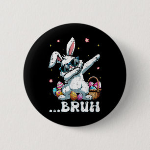 Badge Rond 5 Cm Bruh Pâques Dabbing Bunny Rabbit Danse Enfants Gar