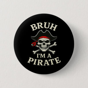 Badge Rond 5 Cm Bruh Pirate Lazy Crâne Bandana Costume Faire sembl