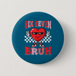 Badge Rond 5 Cm Bruh six seven 67 mème à carreaux Saint-Valentin