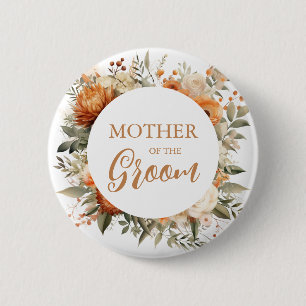 Badge Rond 5 Cm Brûlé Orange Chute Floral Mère De La Salle