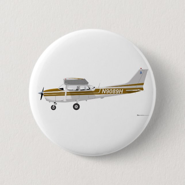 Badge Rond 5 Cm Brun de Cessna 172 Skyhawk (Devant)