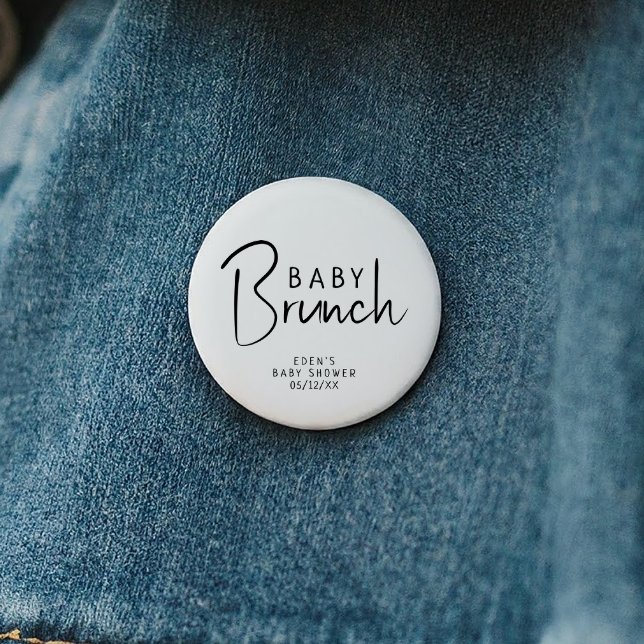 Badge Rond 5 Cm Brunch pour bébé Neutre Moderne Simple (Créateur téléchargé)