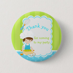 Badge Rond 5 Cm Brunette Boy Baking "Merci pour venir"