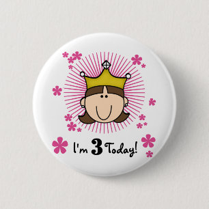 Badge Rond 5 Cm Brunette Princesse 3e Anniversaire Tshirts et cade