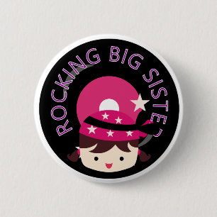Badge Rond 5 Cm Brunette Rocking Big Sister