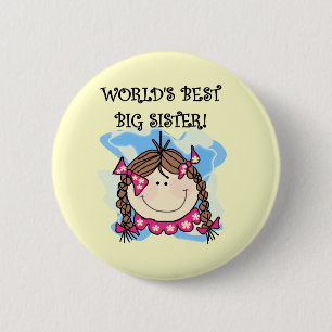Badge Rond 5 Cm Brunette World's Best Big Sister Tshirts and Gifts