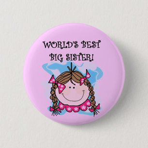 Badge Rond 5 Cm Brunette World's Best Big Sister Tshirts and Gifts