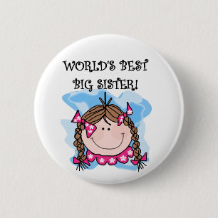 Badge Rond 5 Cm Brunette World's Best Big Sister Tshirts and Gifts