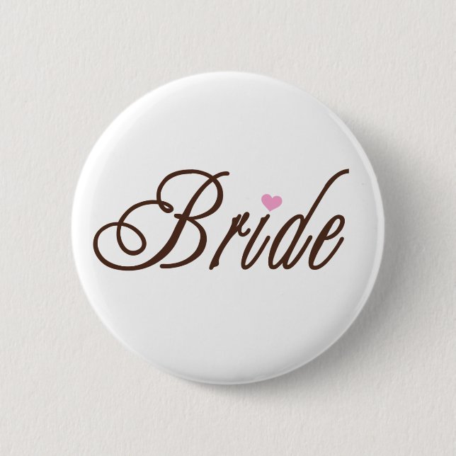 Badge Rond 5 Cm Bruns chics de jeune mariée (Devant)
