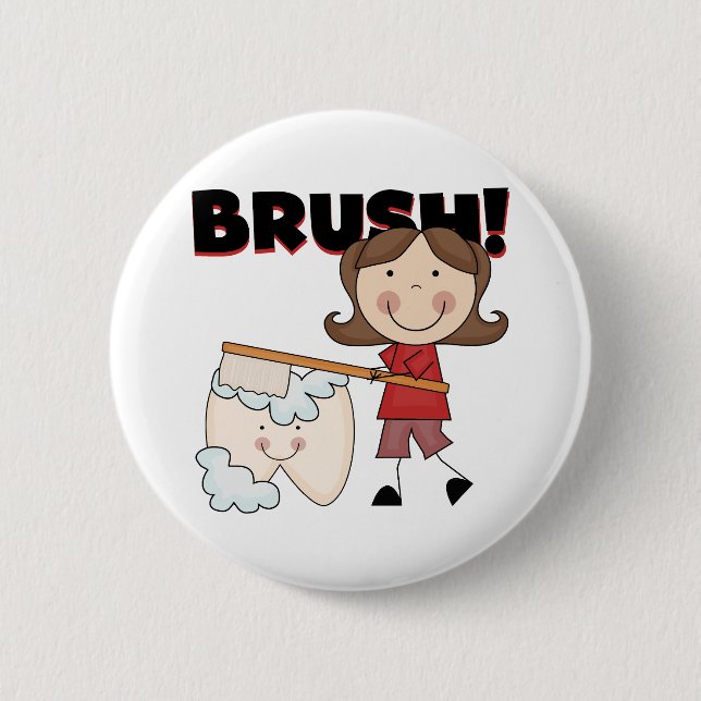 Badge Rond 5 Cm BRUSH - Girl With Tooth Tshirts and Gifts (Devant)