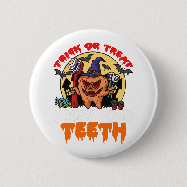 Badge Rond 5 Cm Brush Your Teeth Funny Dental Hygiène Pun (Devant)