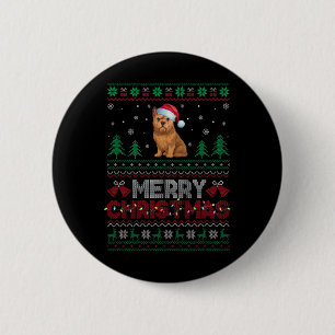 Badge Rond 5 Cm Bruxelles Griffon Amoureux de les chiens Santa Hat