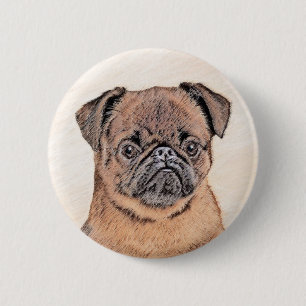 Badge Rond 5 Cm Bruxelles Griffon Smooth Painting Original Chien A