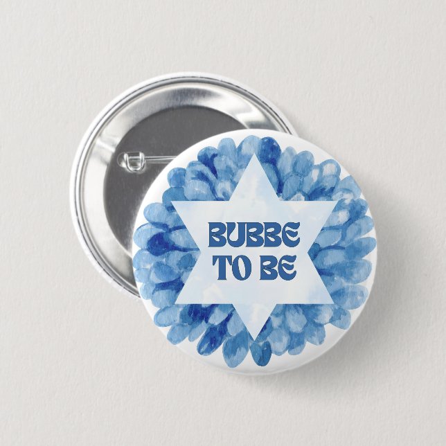 Badge Rond 5 Cm "Bubbe to Be" Amusante Nouvelle aquarelle juive gr (Devant & derrière)