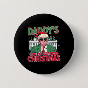 Badge Rond 5 Cm Bubblegum Trump souffler bulle gomme Noël rose