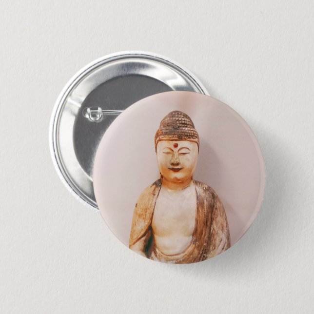 Badge Rond 5 Cm Buddha Meditation  (Devant & derrière)