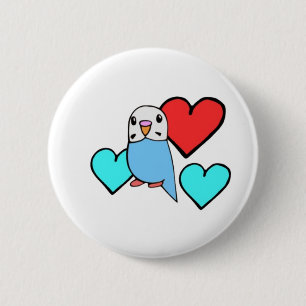 Badge Rond 5 Cm Budgé bleu avec des cœurs