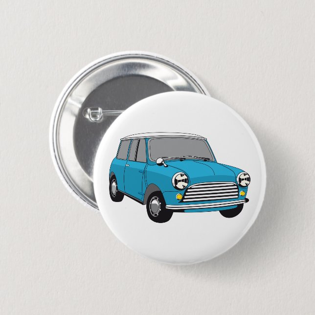Badge Rond 5 Cm Bue British Oldtimer Mini Cooper (Devant & derrière)
