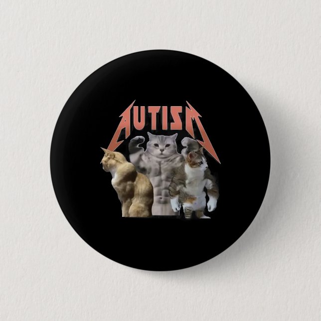 Badge Rond 5 Cm Buff Cats Autism meme (Devant)
