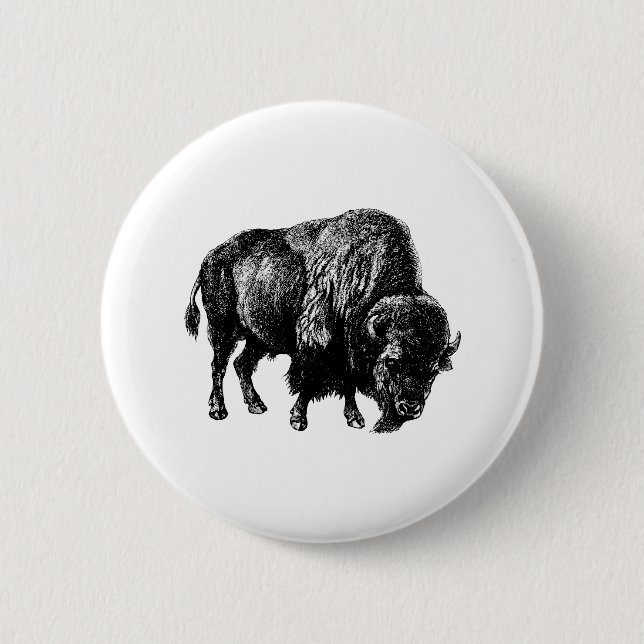 Badge Rond 5 Cm Buffalo American Bison (Devant)