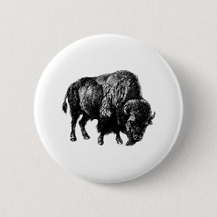 Badge Rond 5 Cm Buffalo American Bison