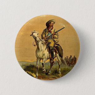 Badge Rond 5 Cm Buffalo Bill "publicité vintage du scout"