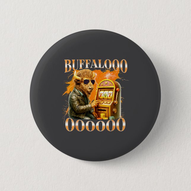 Badge Rond 5 Cm Buffalo Bison Casino Slot Machine Funny Gambling B (Devant)