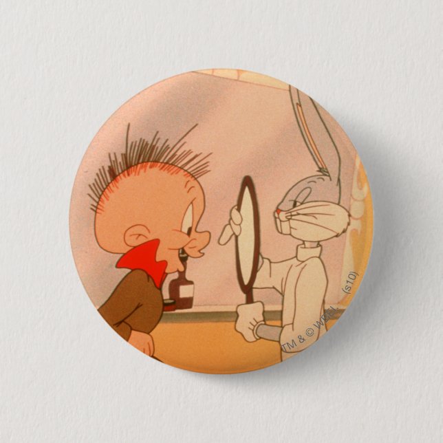 Badge Rond 5 Cm BUGS BUNNY™ et ELMER FUDD™ 2 (Devant)