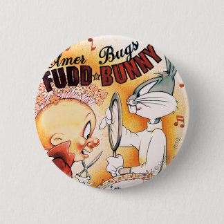 Badge Rond 5 Cm BUGS BUNNY™ et ELMER FUDD™ Musical