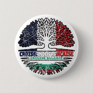 Badge Rond 5 Cm Bulgarie drapeau de racines d'arbres de France fra