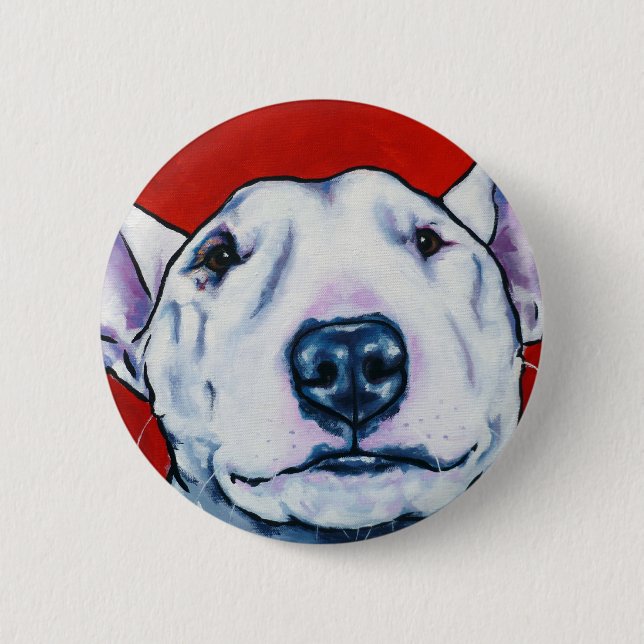 Badge Rond 5 Cm Bull-terrier anglais blanc (Devant)
